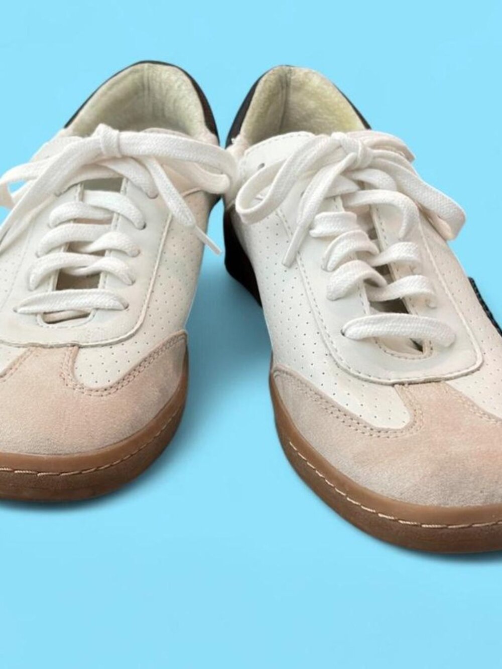 Dolce Vita Notice Sneakers | White & Black Leather Suede | Size 9